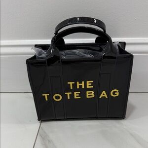 Black Tote Bag with Gold Lettering
